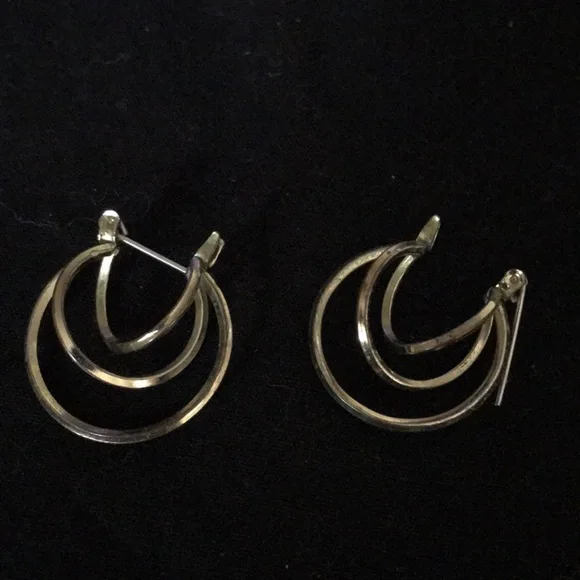 Vintage Gold Triple Loop Earrings - Picture 1 of 4
